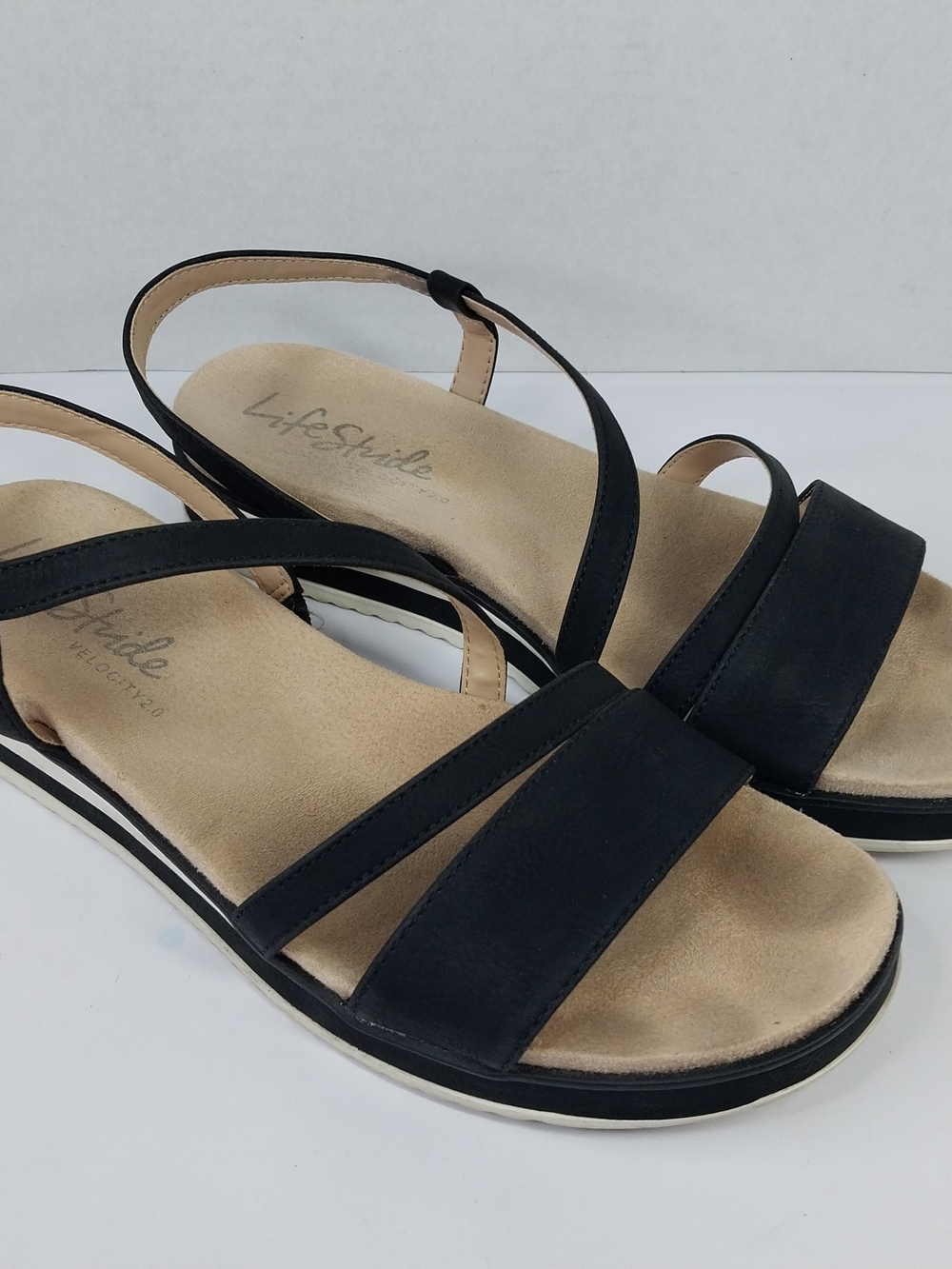 LifeStride Zoe Sport Sandals Women's Size 8 M Black Strappy Sling Back Shoes